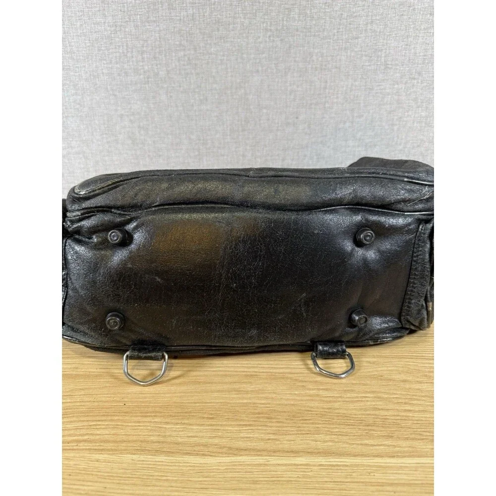Vintage Unbranded Black Multi-Pocket Utility Crossbody Bag - Heavily Distressed